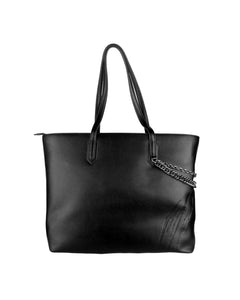 Black Eco-Leather Plein Sport Shopping Bag with Chain Detail One Size Women